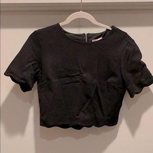 Ted Baker Scallop Hem Crop Top with Zipper Detail